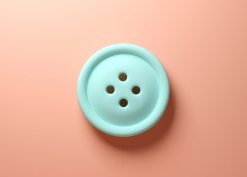 Blue button on pink background 3 d rendering