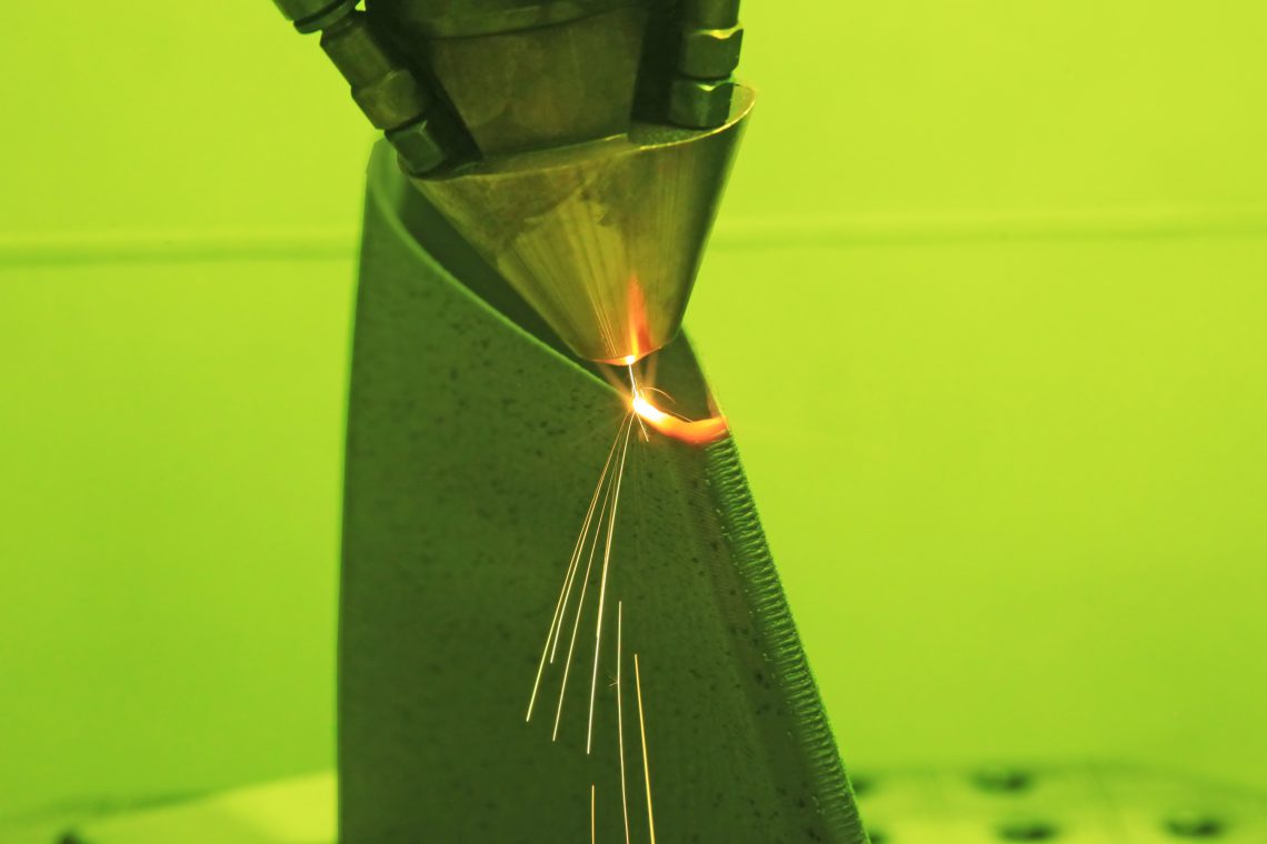 Laser sintering machine for metal. Metal is sintered under the action of laser into shape. DMLS, SLM, SLS. Modern additive technologies 4.0 industrial revolution