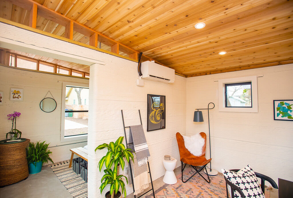 Interior of 3D printed house located in Austin Texas by Icon Labs.